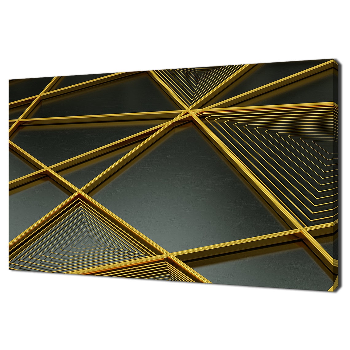 Black And Gold Geometric Lines Abstract 3D Minimalist Art Poster