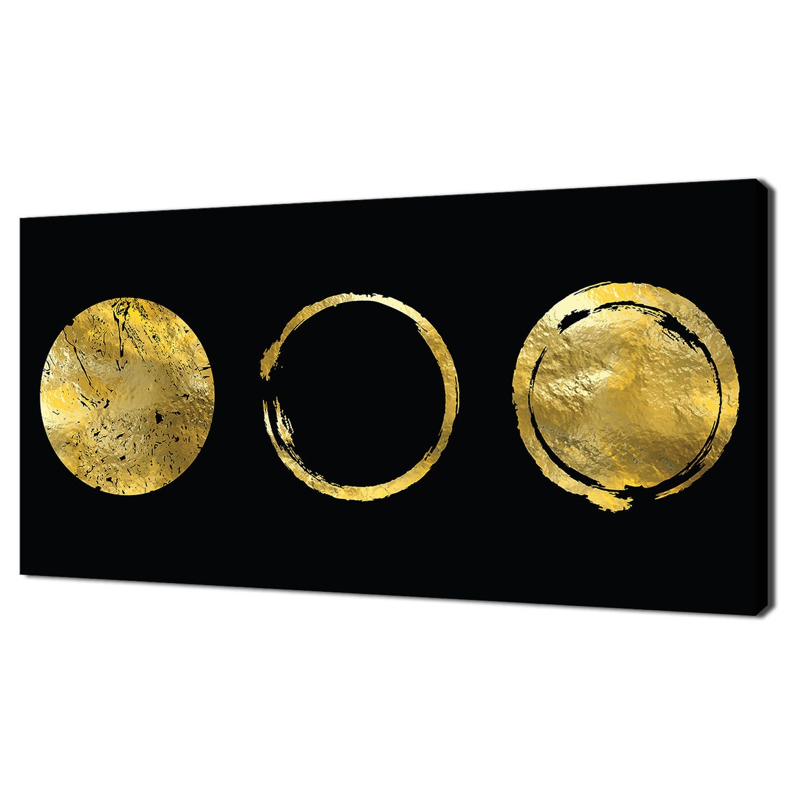 Beautiful Elegant Gold Circles Moon Abstract Brush Stroke Modern Design Home Decor Print Wall Art Picture