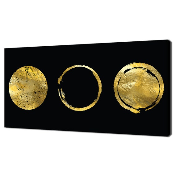 Beautiful Elegant Gold Circles Moon Abstract Brush Stroke Modern Design Home Decor Print Wall Art Picture