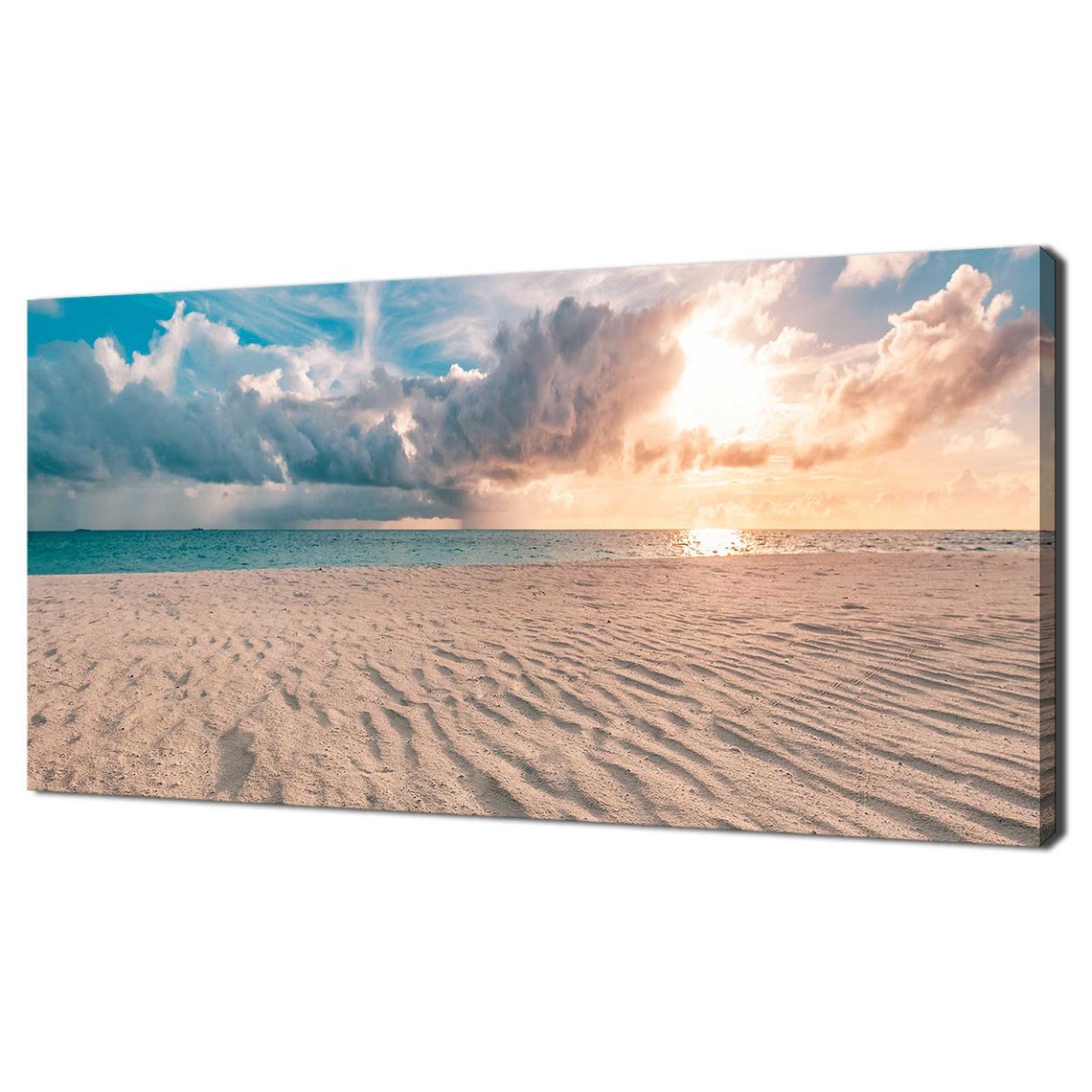 Tropical Beach Sunrise Golden Clouds Sandy Shore Seascape Photo Poster
