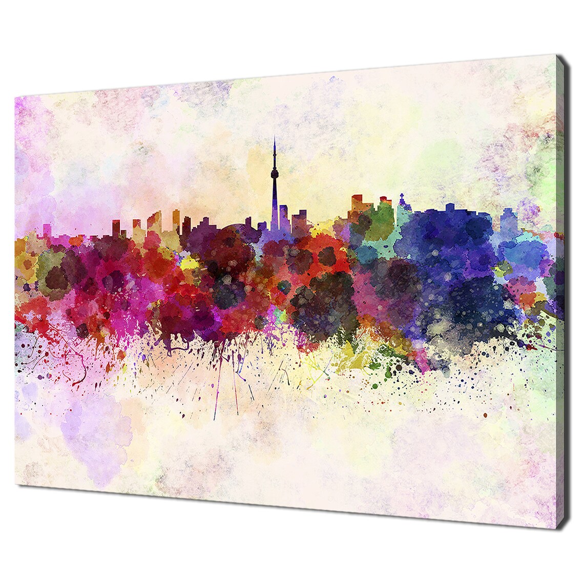 Toronto Skyline CN Tower Colorful Watercolor Cityscape Wall Art Print