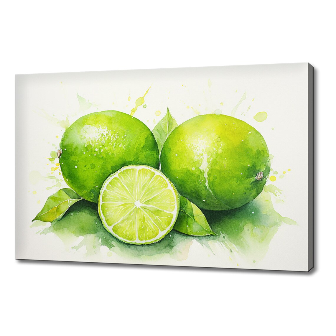 Green Lime Fruits Watercolour Print Colourful Kitchen Wall Art Fruit Print Modern Kitchen Restaurant Wall Decor