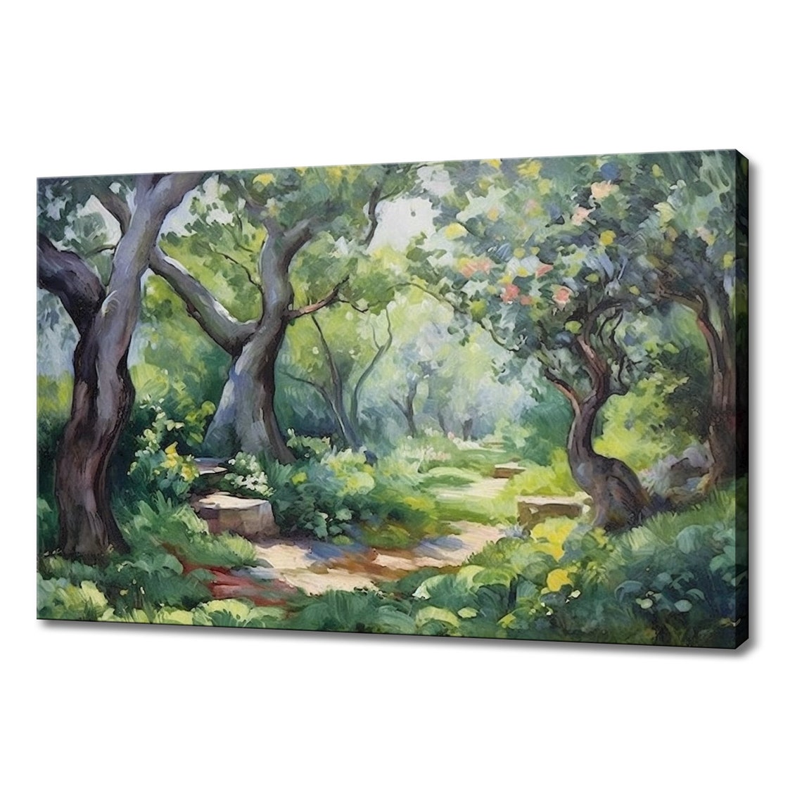 Fig Orchard Path Impressionist Oil Painting Landscape Wall Art Print