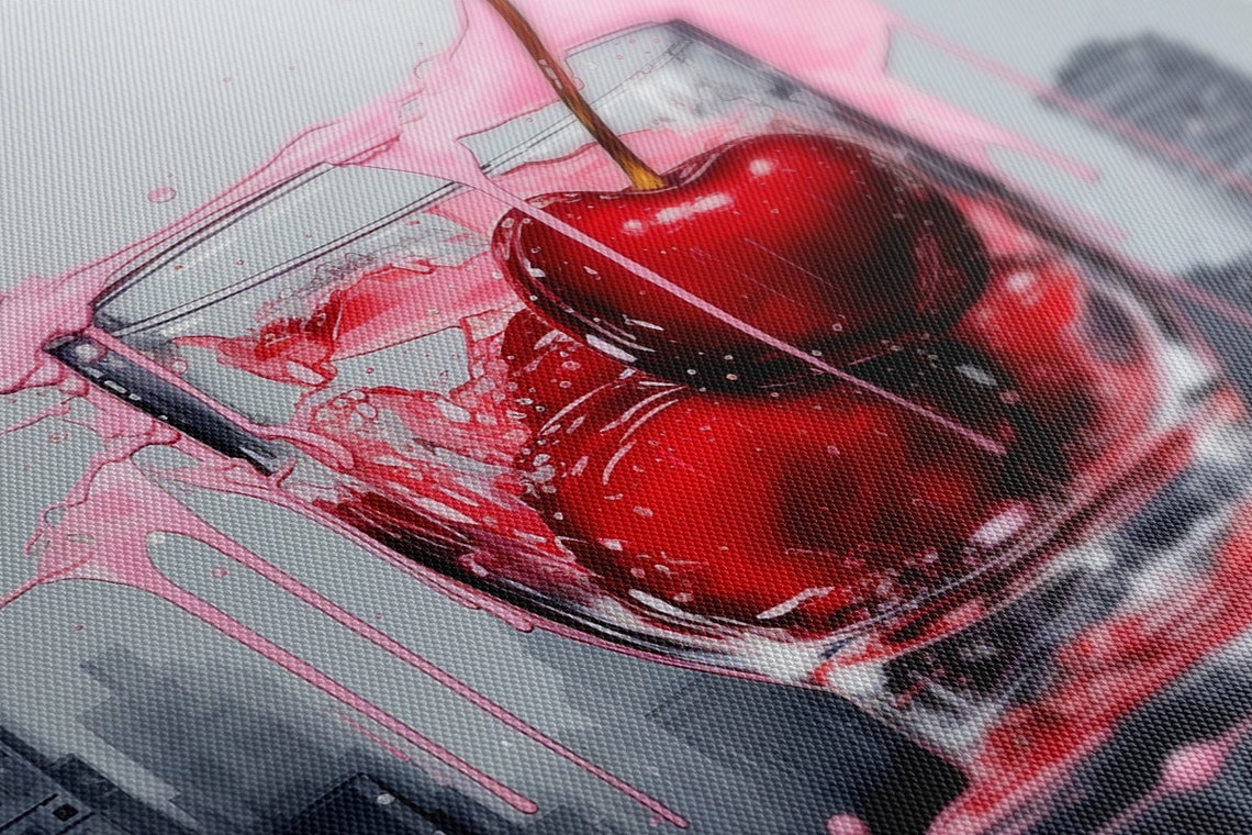 Cherry Cocktail Splash City Skyline Bar Watercolor Art Print - Image 4