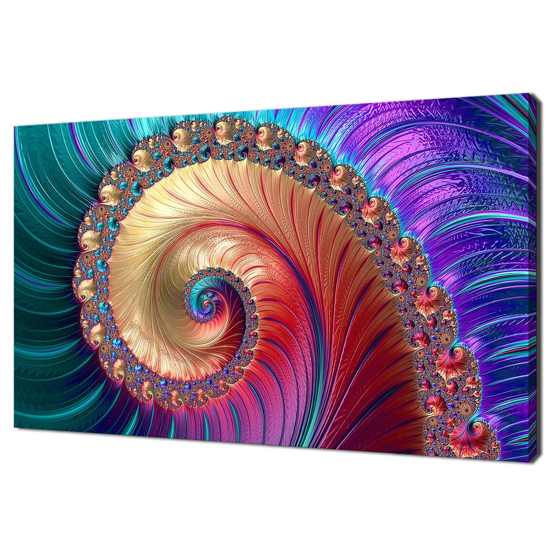Rainbow Fractal Fibonacci Spiral Modern Art Print