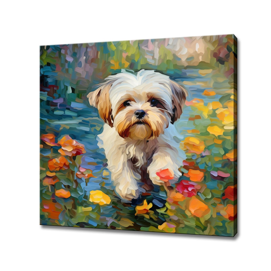 Cute Shih Tzu Puppy Dog Animal Print Gift For Shih Tzu Dog Lover Colourful Dog Portrait Painting Print Dog Pet Wall Art