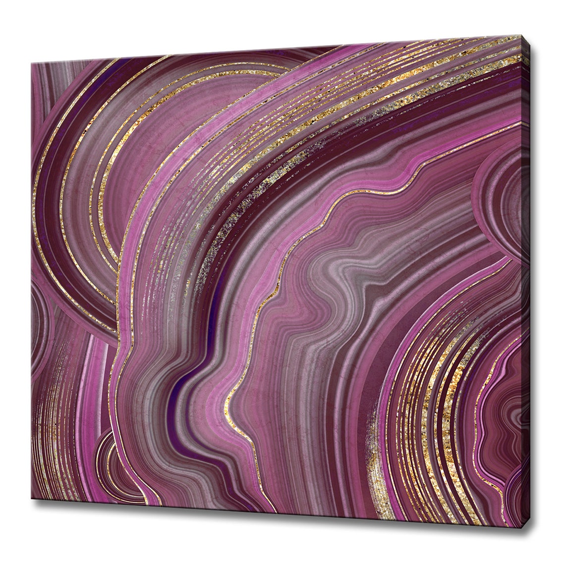 Blush Pink Agate With Gold Veins Abstract Luxury Stone Art Print