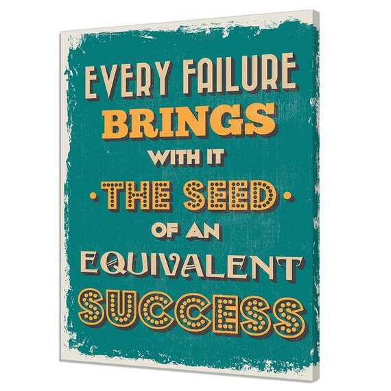 Inspirational Quote Every Failure Brings Success Retro Teal Wall Art Print