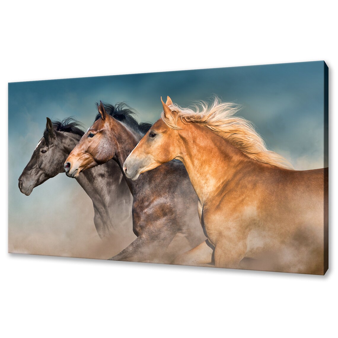 Herd Of Running Horses Chestnut Brown Stallions Dusty Motion Art Print