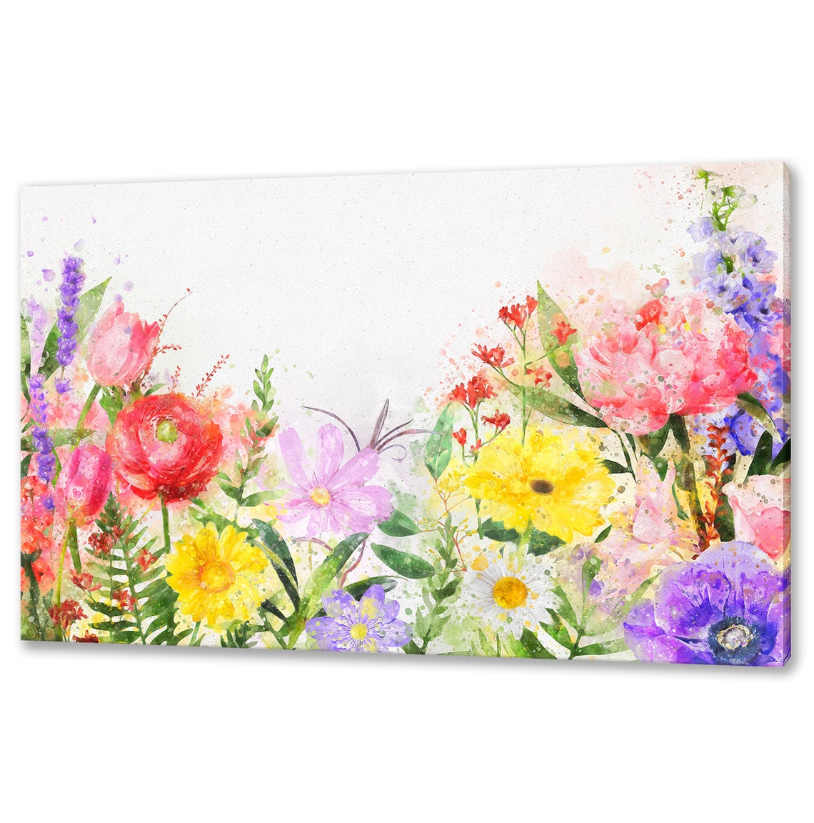 Colourful Wild Spring Flowers Field Watercolour Floral Garden Poster