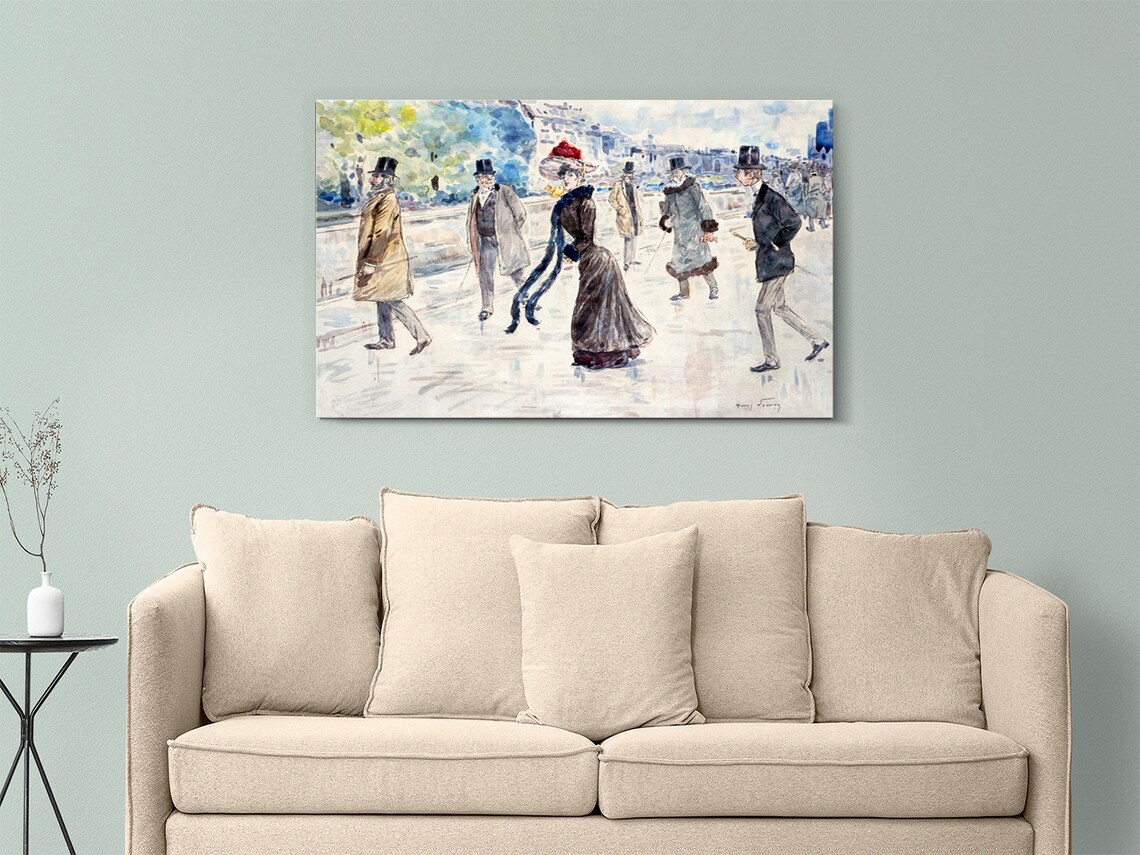 Along the Seine by Henry Somm Belle Epoque Paris Watercolor Print - Image 2