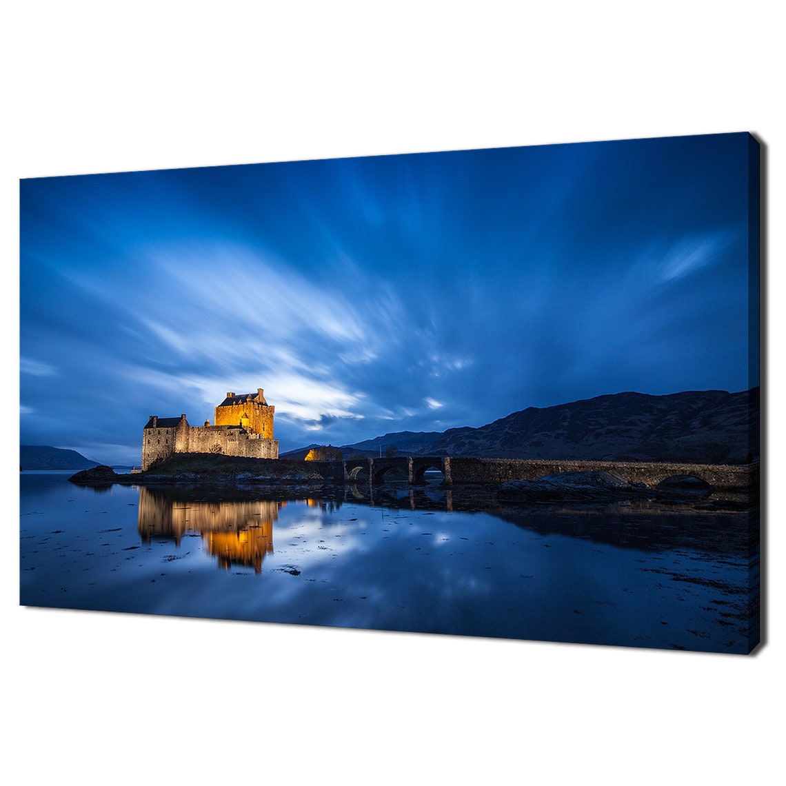 Blue Sky Over Eilean Donan Castle Loch Duich Scotish Highlands Modern Design Home Decor Print Wall Art Picture
