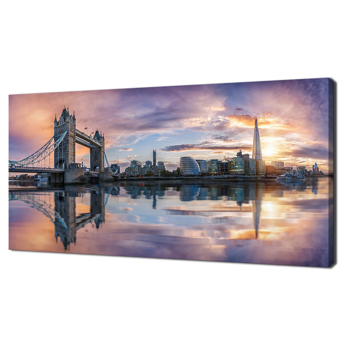 London Tower Bridge And The Shard Sunset Thames River Travel Poster