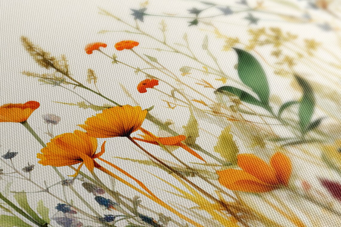 Orange Spring Wildflowers Meadow, Watercolor Art Print - Image 4