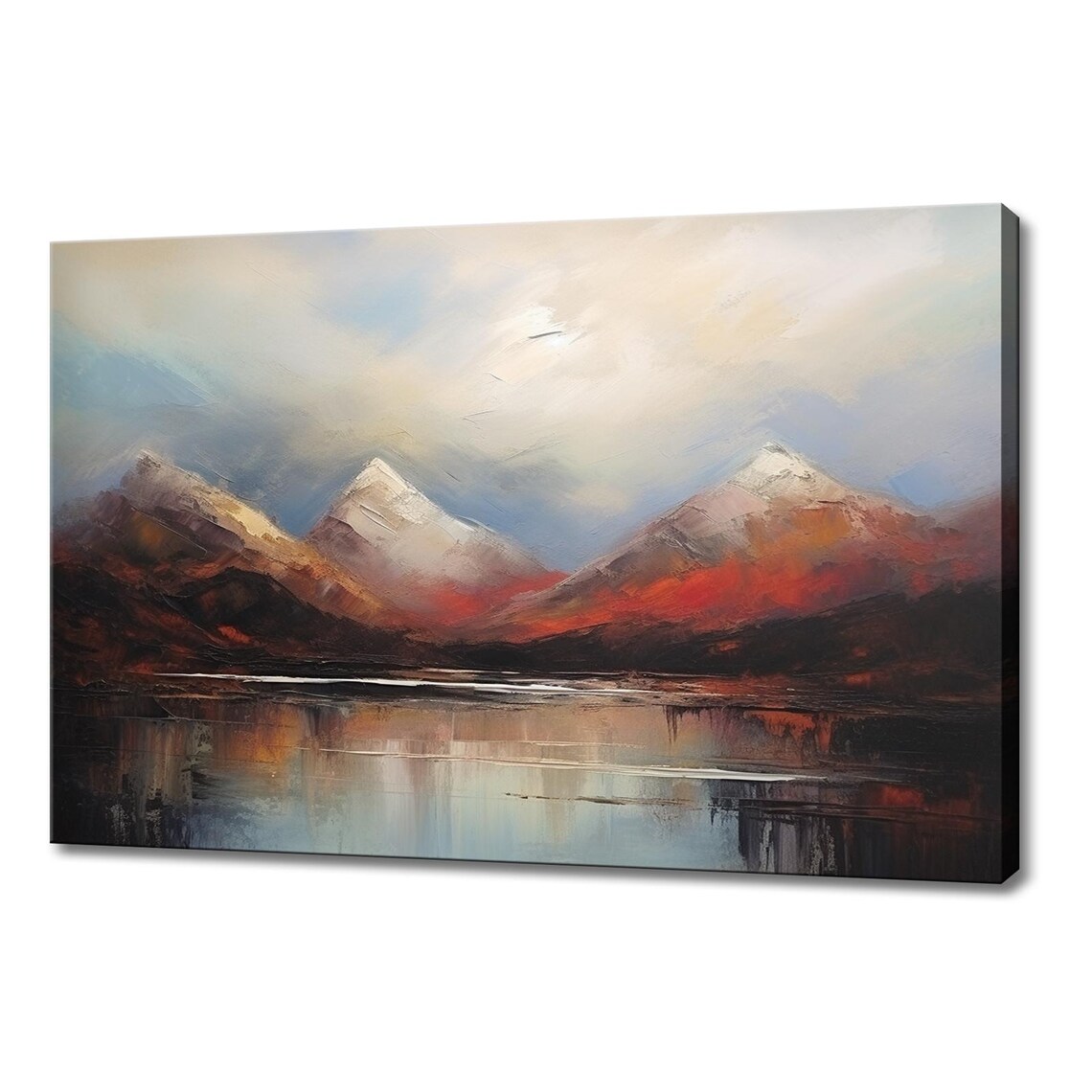 Colorful Autumn Mountains Lake Reflection Snowy Peaks Landscape Poster