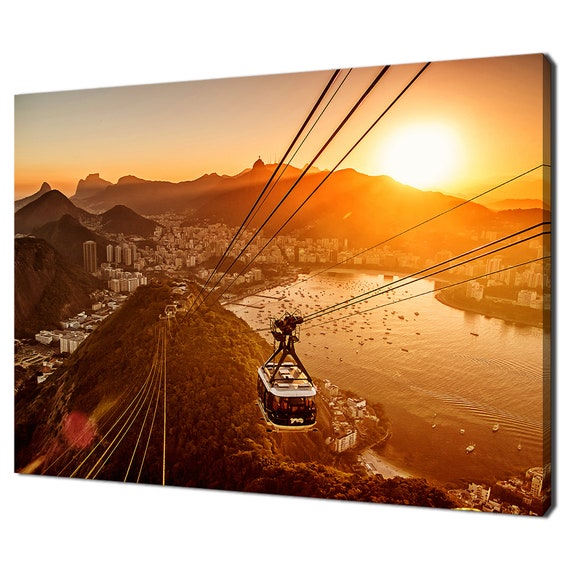 Rio De Janeiro Cable Car At Sunset Brazil Modern Design Home Decor Print Wall Art Picture Wall Hanging