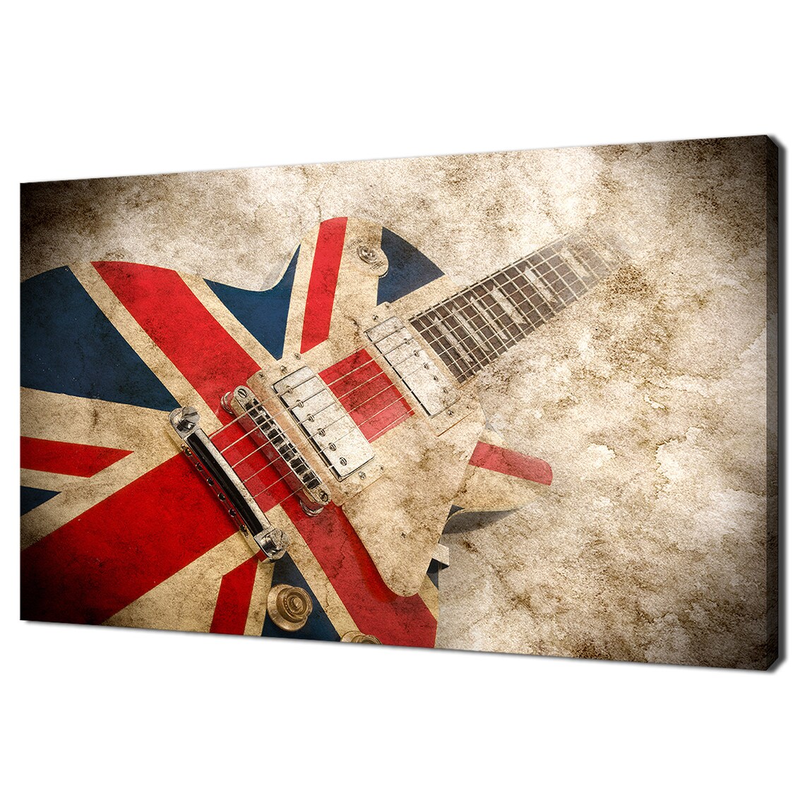 British Flag Guitar Print, Grunge Vintage Modern