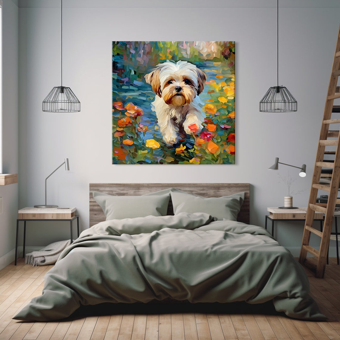 Cute Shih Tzu Puppy Dog Animal Print Gift For Shih Tzu Dog Lover Colourful Dog Portrait Painting Print Dog Pet Wall Art - Image 4