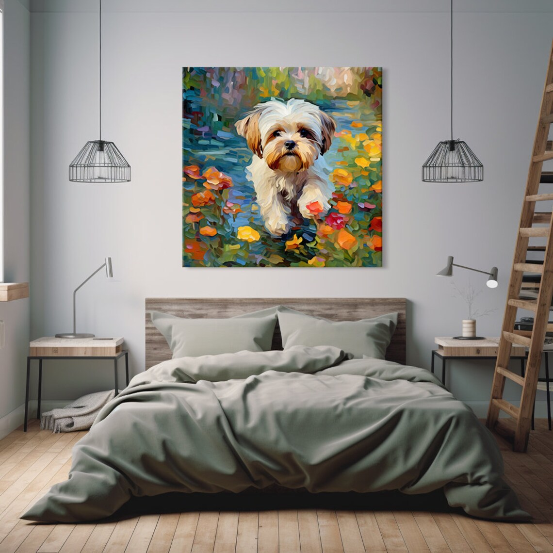 Shih Tzu Puppy In Colorful Flower Garden Cute Dog Portrait Poster - Image 4