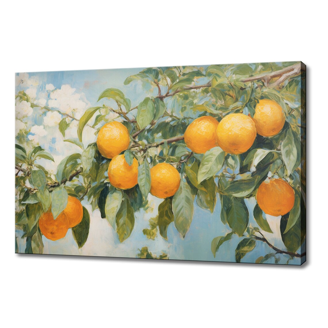 Orange Fruits Tree Branch Orchard Print Colourful Kitchen Wall Art Fruit Print Modern Kitchen Restaurant Wall Decor