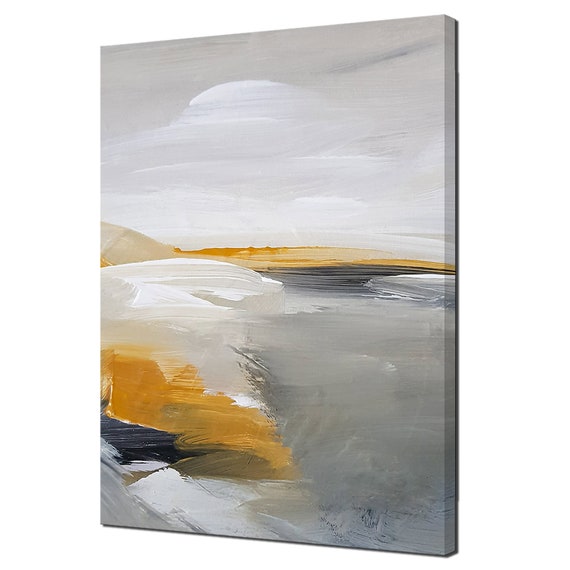 Abstract Art Painting Of Sun Mountain Lake Modern Print Wall Art Picture