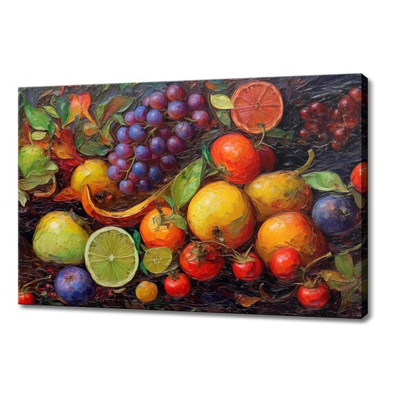Colourful Vintage Still Life Fruits Painting Style Print Farmhouse Decor Art Nature Picture Wall Hanging Fine Art Print
