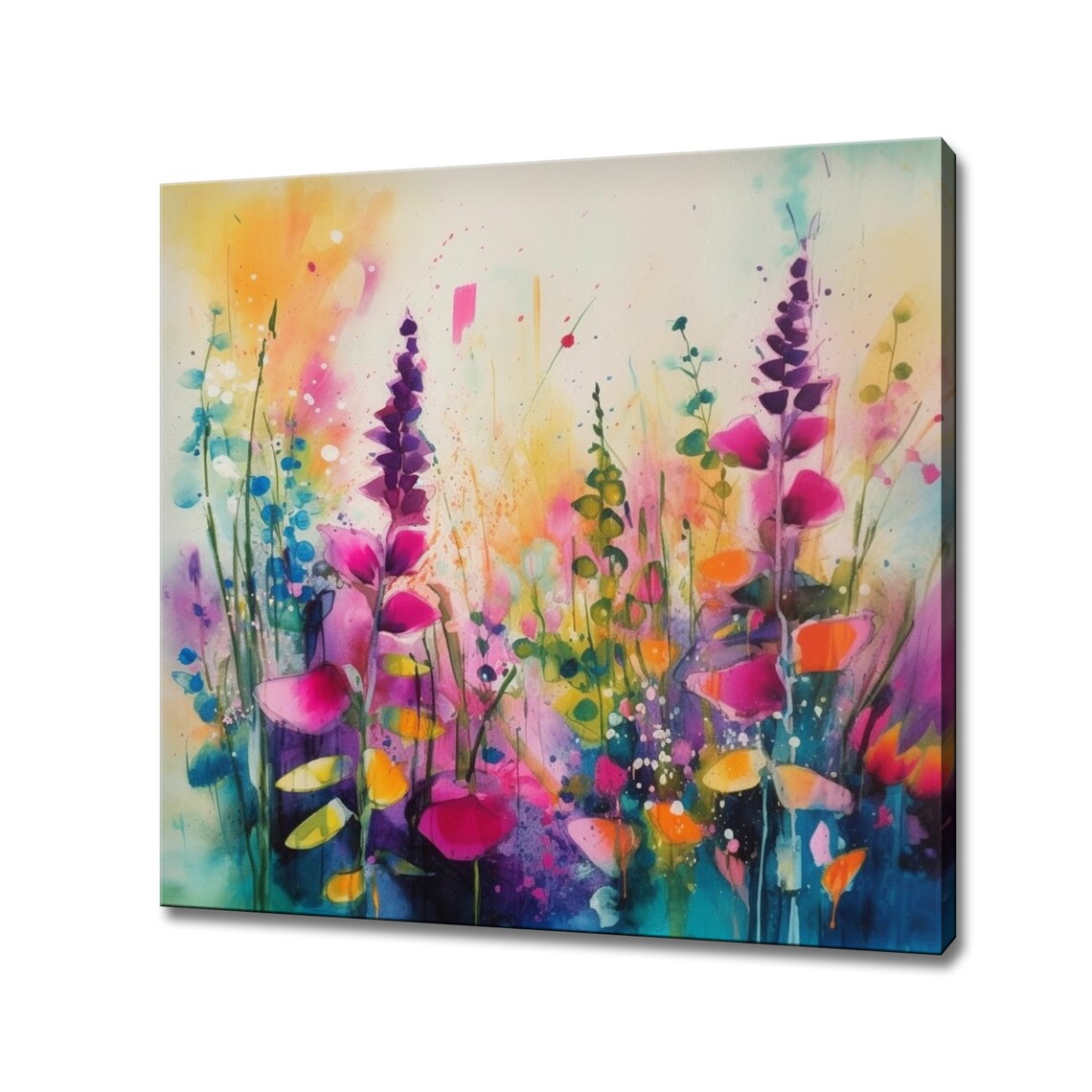 Magenta Foxglove Lupine Spires Watercolor Wildflower Garden Poster