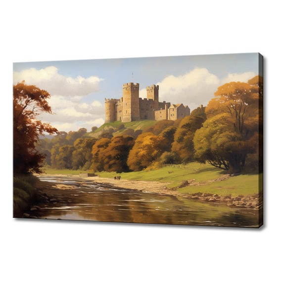Norman Period Vintage Castle Painting Style Print Farmhouse Decor Art Nature Picture Wall Hanging Fine Art Print