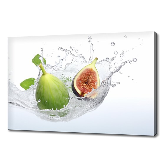 Cut Fig Fruits Water Splash Print Colourful Kitchen Wall Art Fruit Print Modern Kitchen Restaurant Wall Decor