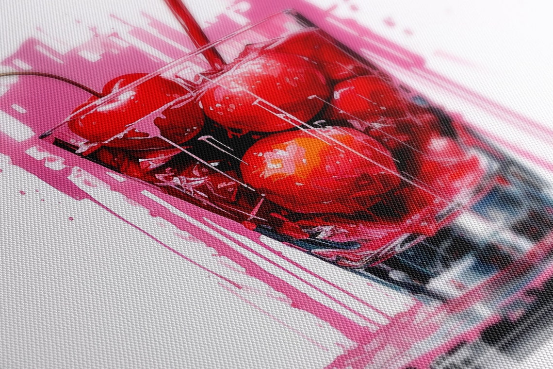Cherry Manhattan Cocktail Watercolor Bar Decor Wall Art Print - Image 4
