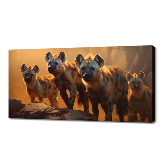 Spotted Hyena Family Golden Backlight African Wildlife Animals Poster