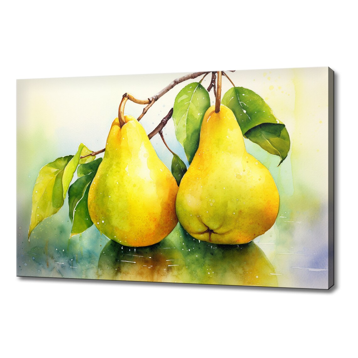 Two Yellow Pears Fruits Watercolour Print Colourful Kitchen Wall Art Pear Fruit Print Modern Kitchen Restaurant Wall Decor