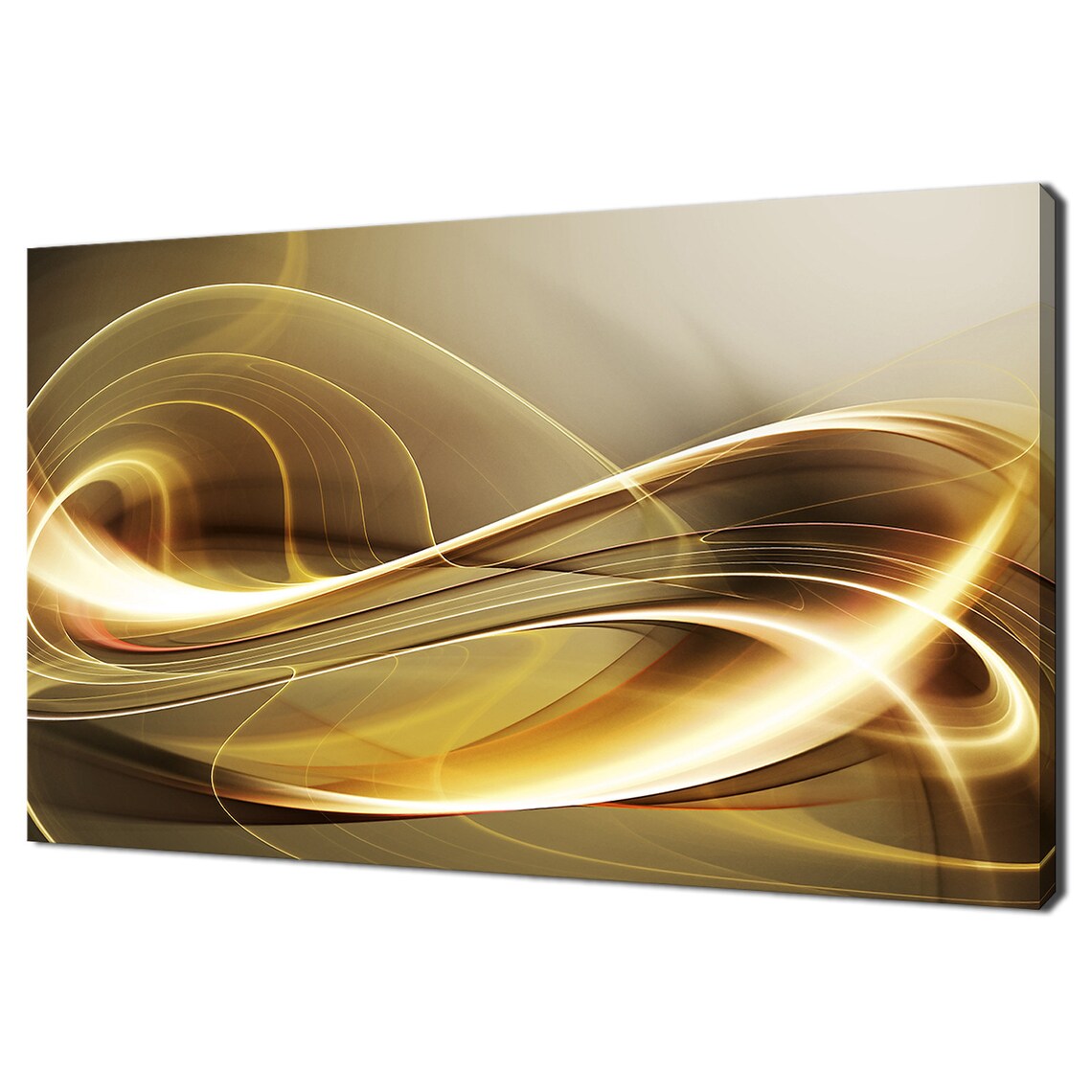 Golden Waves Flowing Light Abstract Elegant Modern Home Decor Wall Art