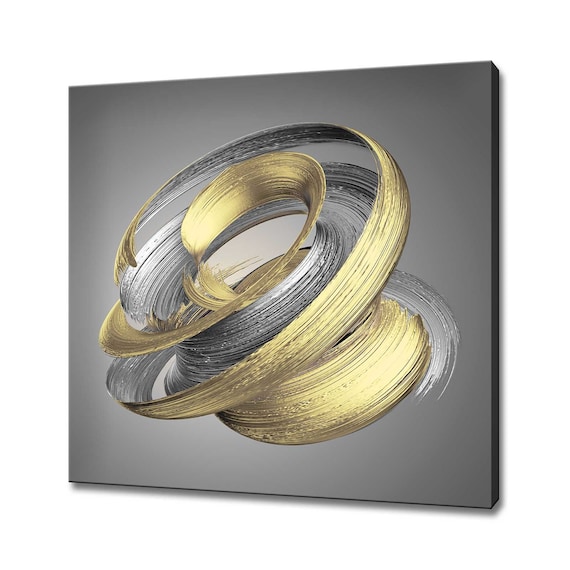 Chrome Metallic Brush Stroke Modern Design Art Print