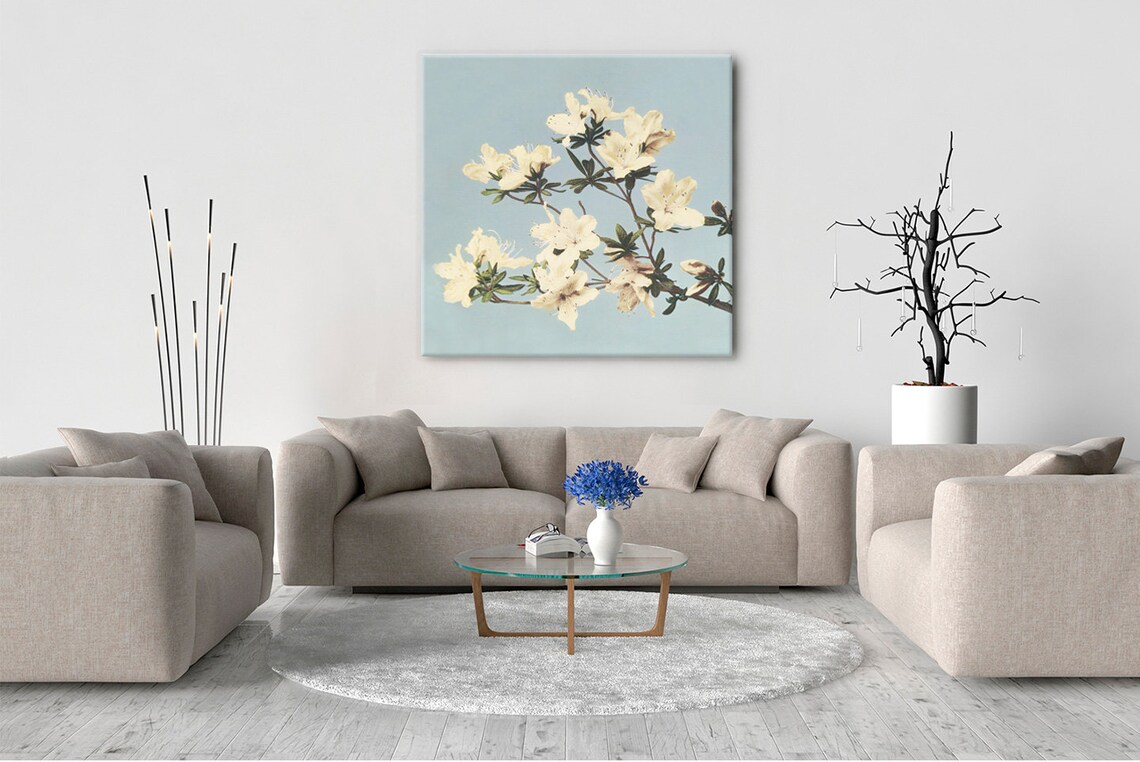 Ogawa Kazumasa White Azaleas Vintage Japanese Botanical Art Poster - Image 2