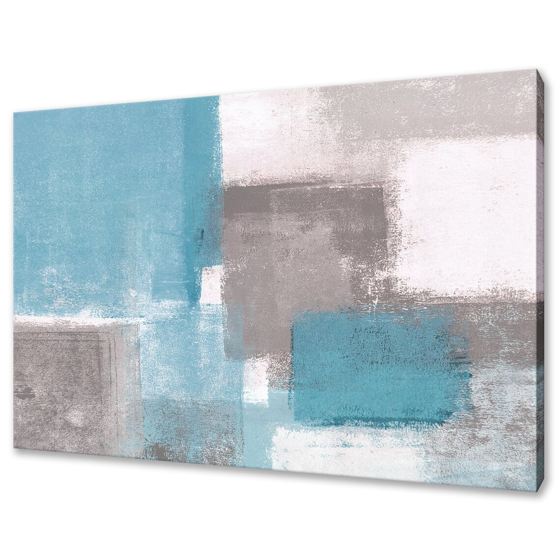 Grey White Blue Abstract Paint Strokes Art Print