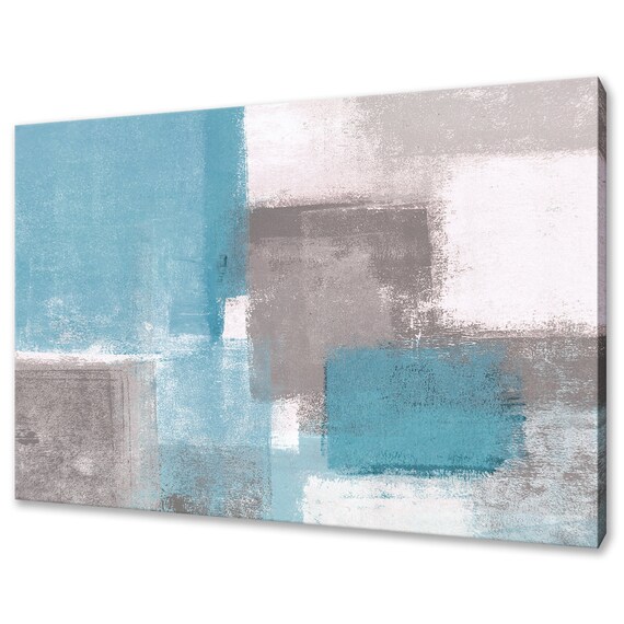 Grey White Blue Abstract Paint Strokes Art Print