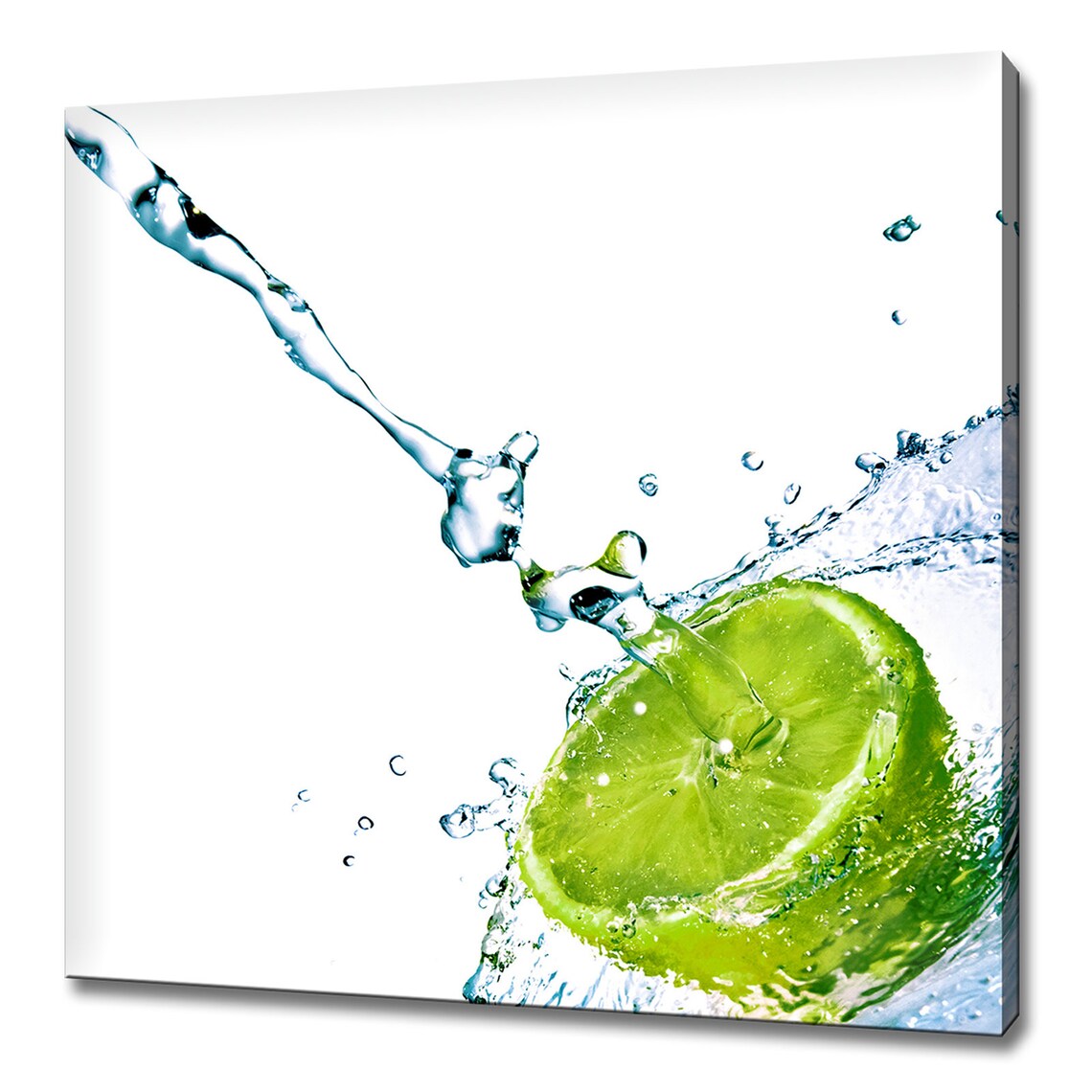 Green Lime Fruit Splash, Modern Kitchen Art Print
