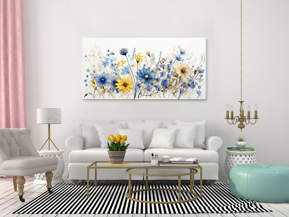 Spring Wildflowers Meadow Watercolor Print, Modern Home Decor - Image 4
