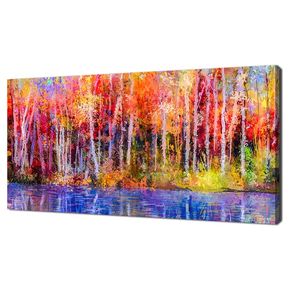 Autumn Landscape Trees and Forest, Modern Design Art Print