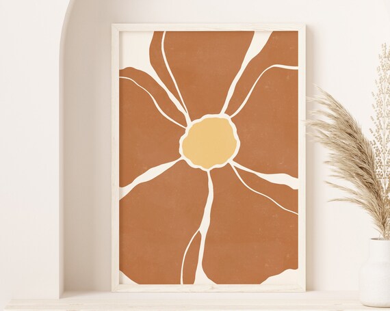 Burnt Orange Organic Minimalist Flower Art Print