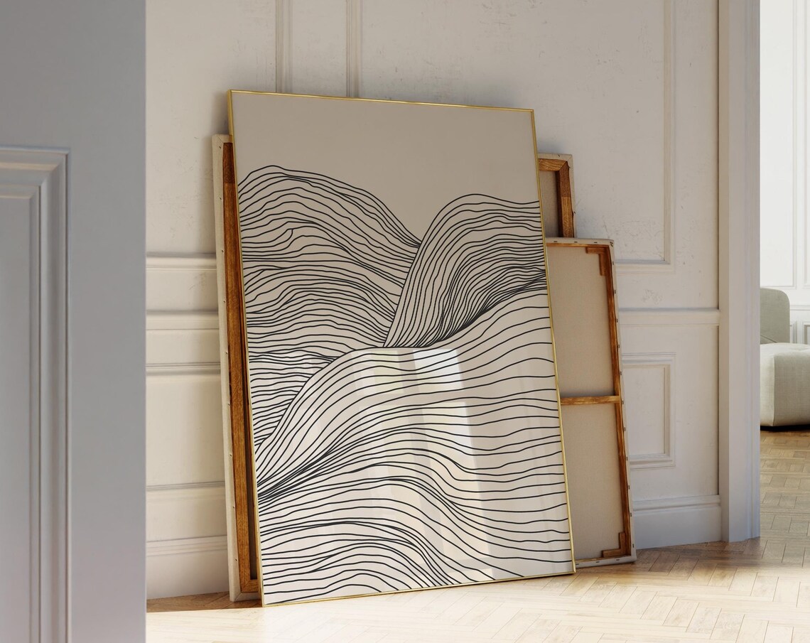Minimalist Line Drawing, Neutral Beige Art Print