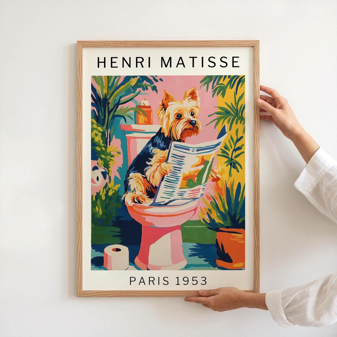 Yorkshire Terrier Bathroom Wall Poster, Matisse-Inspired