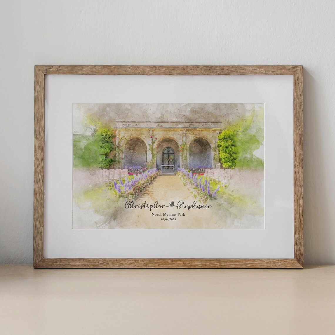 Personalized Watercolor Painting of Brick Manor Wedding Venue Poster - Image 2