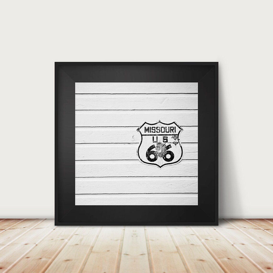 Route 66 Missouri Black And White Travel Poster