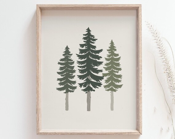 Pine Trees Minimalist Poster, Woodland Wall Art