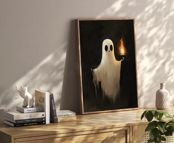 Halloween Ghost Vintage Wall Art Dark Academia Decoration Print Retro Decor Trendy Apartment Moody Poster Instant