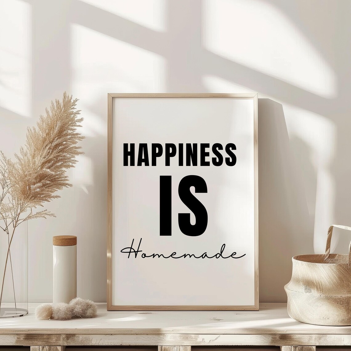 Happiness Is Homemade Bold Typography Kitchen Quote Art Poster
