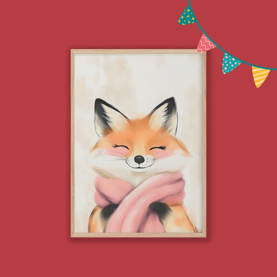 Fox Nursery Decor Baby Room Wall Art Nursery Decor Prints Animal Boho Kids Room Decor Instant Playroom Print