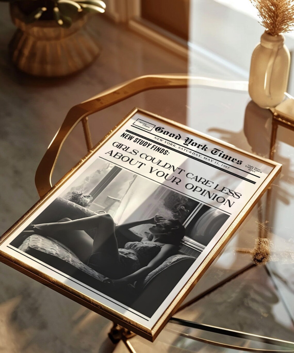 Bold Funny Girls Opinion Newspaper Quote Feminist Humor Wall Art - Image 3